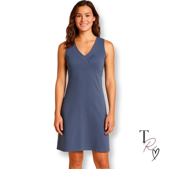 Athleta Sleeveless Senorita Casual Midi Dress in Light Blue Gray Size Small TALL - Picture 1 of 12